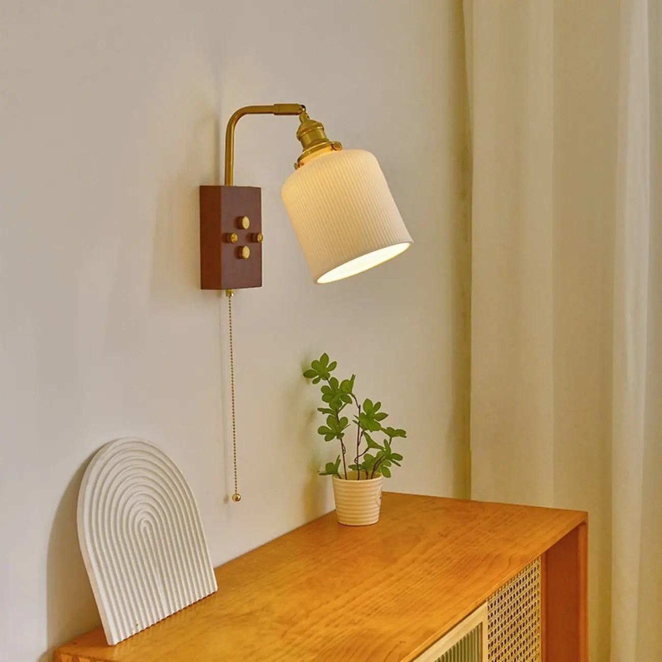 Vintage Cylinder Indoor Wall Light with Ceramics Shade