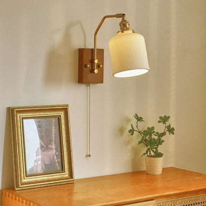 Vintage Cylinder Indoor Wall Light with Ceramics Shade