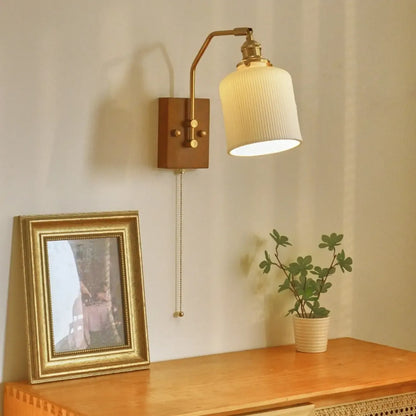 Vintage Cylinder Indoor Wall Light with Ceramics Shade