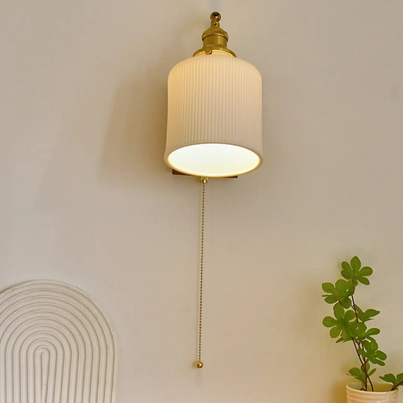 Vintage Cylinder Indoor Wall Light with Ceramics Shade