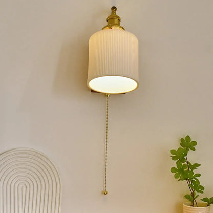 Vintage Cylinder Indoor Wall Light with Ceramics Shade