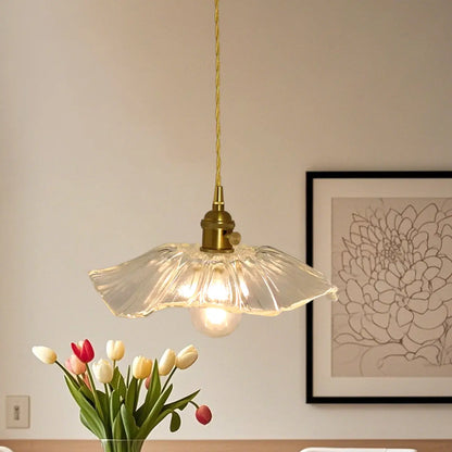 Clear Floral Glass Pendant Light for Modern Living Room