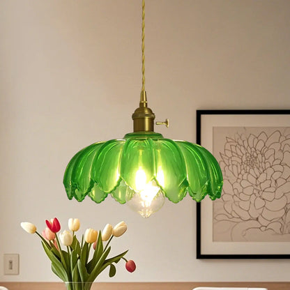 Clear Floral Glass Pendant Light for Modern Living Room