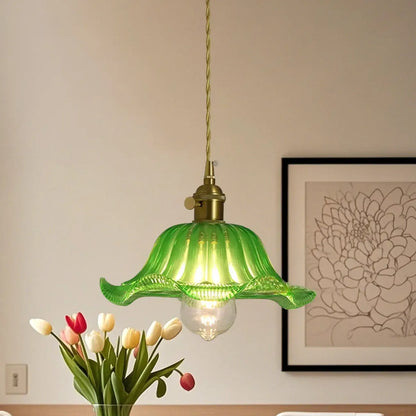 Clear Floral Glass Pendant Light for Modern Living Room