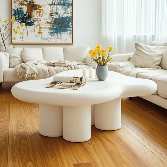 Modern White Irregular Coffee Table with Minimalist Design