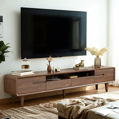 55 Brown Wood Adjustable Shelf TV Stand with Open Storage