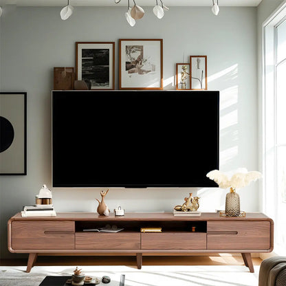 55 Brown Wood Adjustable Shelf TV Stand with Open Storage
