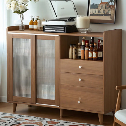 Modern Wooden Rectangle Accent Cabinet with Sliding Doors