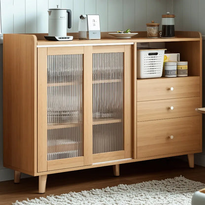 Modern Wooden Rectangle Accent Cabinet with Sliding Doors