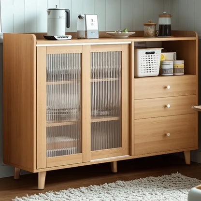 Modern Wooden Rectangle Accent Cabinet with Sliding Doors