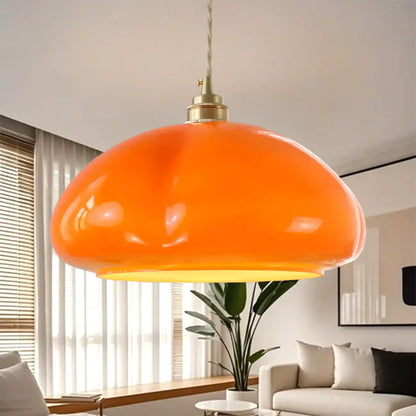 Vintage Pumpkin Shape Glass Pendant Light for Residential Use