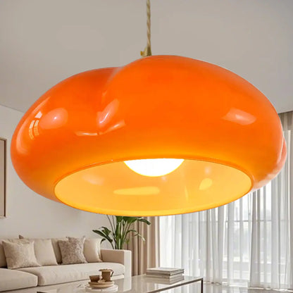 Vintage Pumpkin Shape Glass Pendant Light for Residential Use