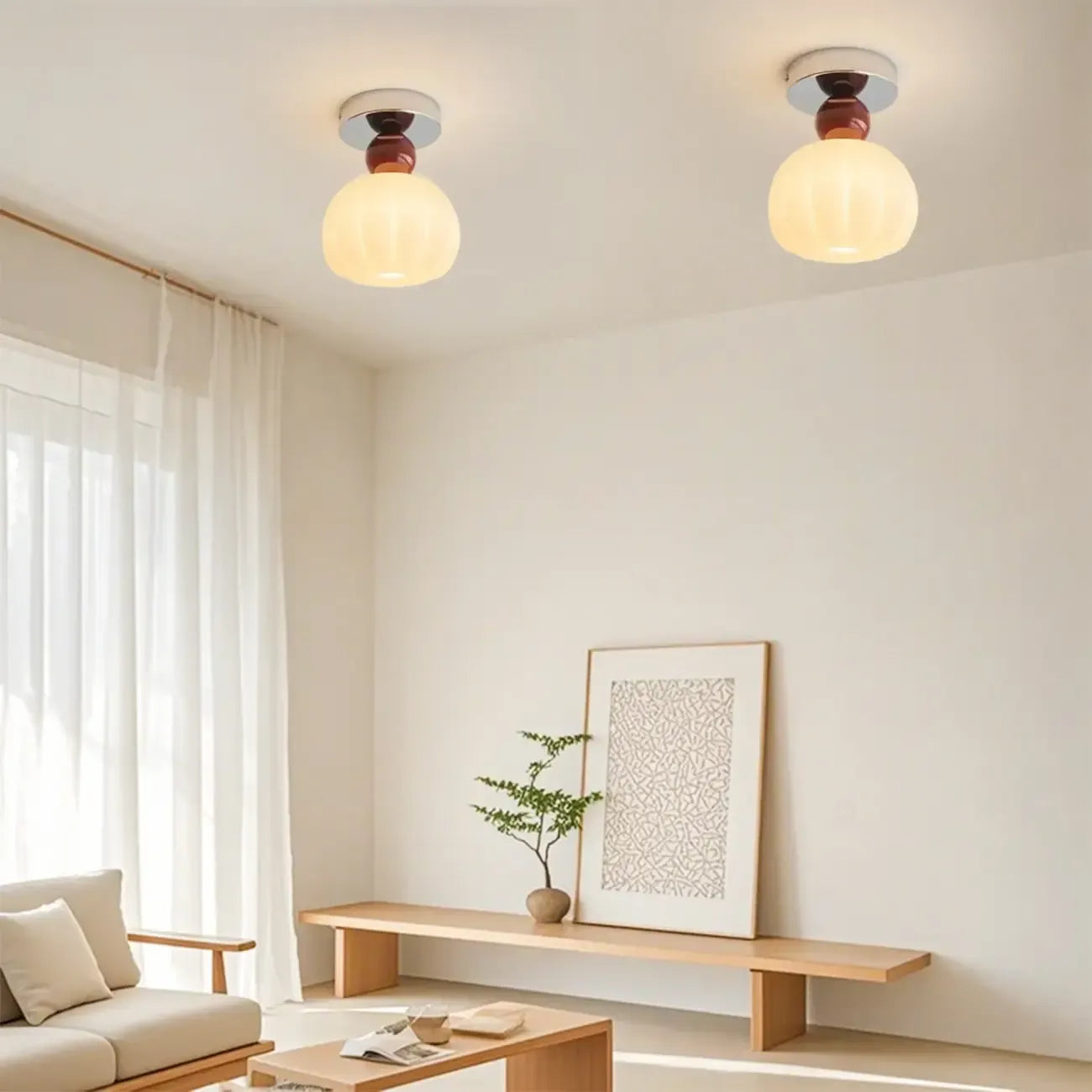 Pumpkin Acrylic Semi Flush Ceiling Light for Entryway