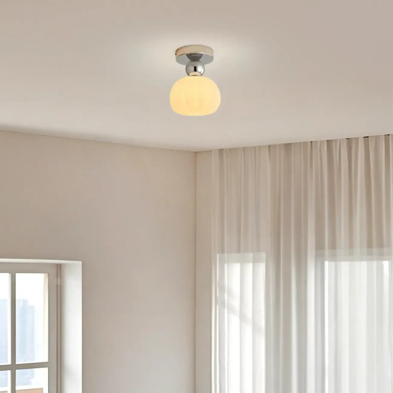 Pumpkin Acrylic Semi Flush Ceiling Light for Entryway