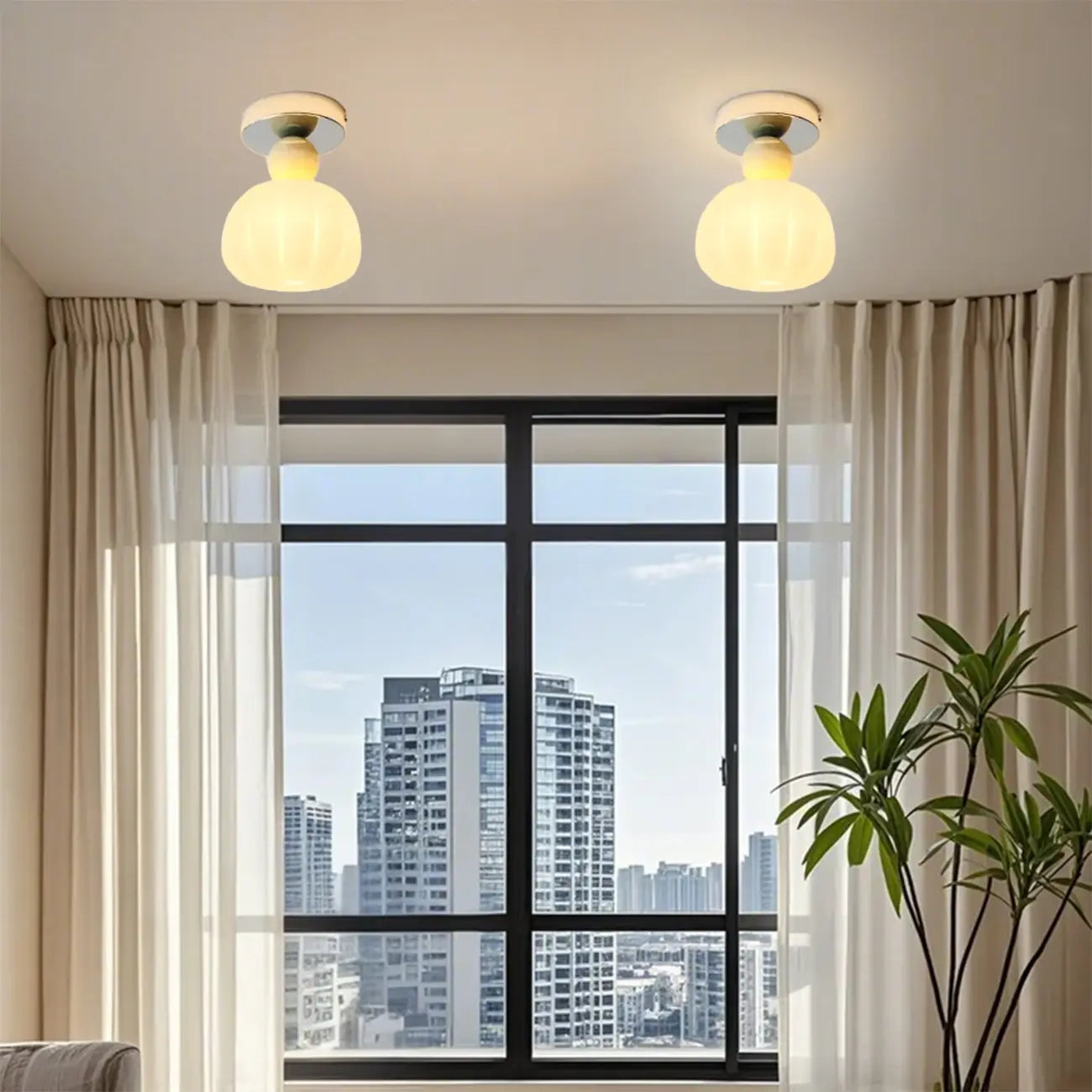 Pumpkin Acrylic Semi Flush Ceiling Light for Entryway