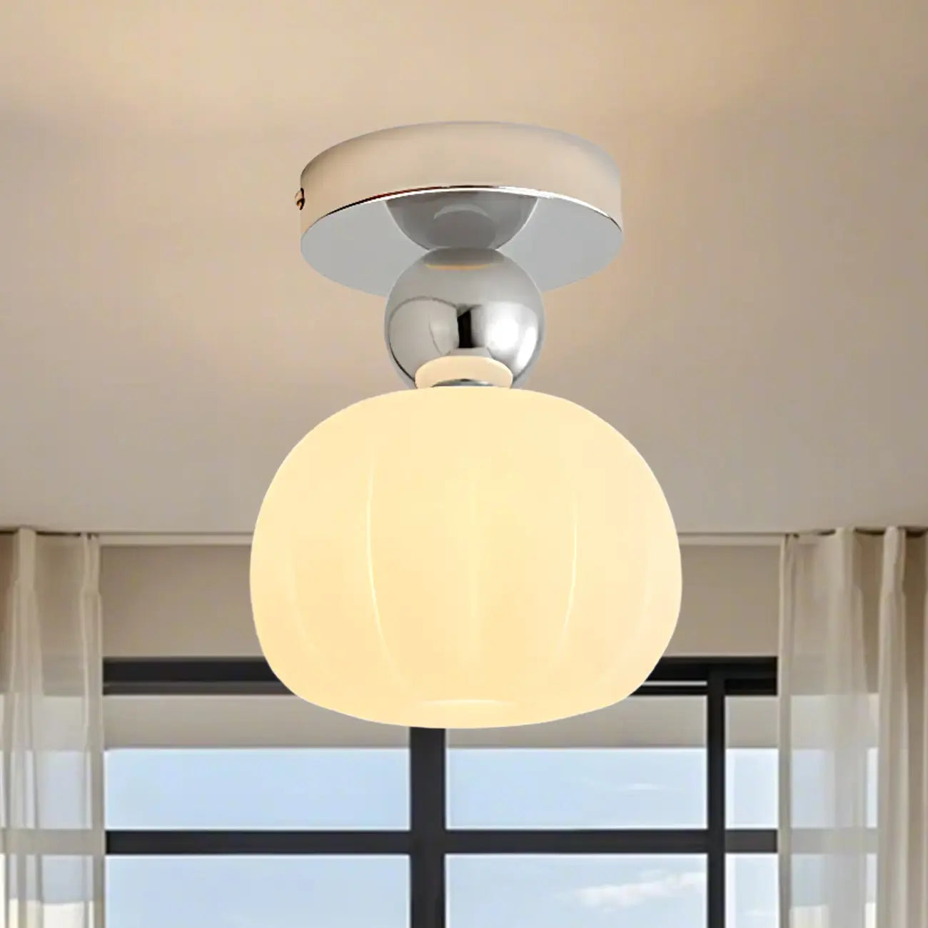 Pumpkin Acrylic Semi Flush Ceiling Light for Entryway