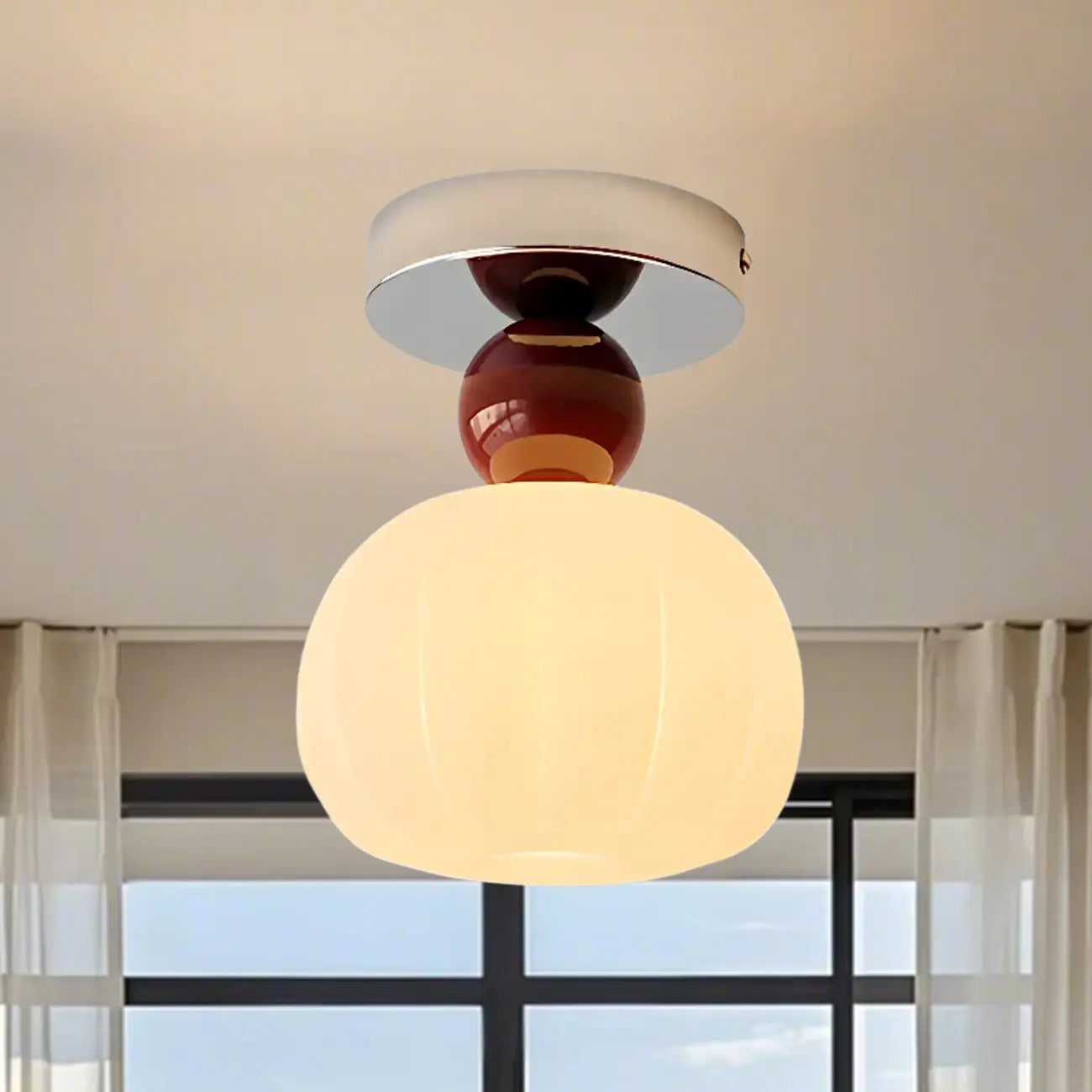 Pumpkin Acrylic Semi Flush Ceiling Light for Entryway