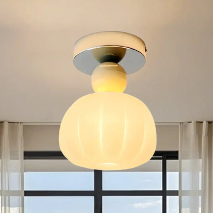 Pumpkin Acrylic Semi Flush Ceiling Light for Entryway
