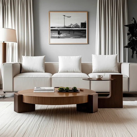 Funky Black Brown Wood Round Tripod Coffee Table