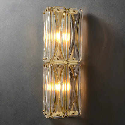 Modern Gold Metal Clear Glass Geometry Wall Sconce