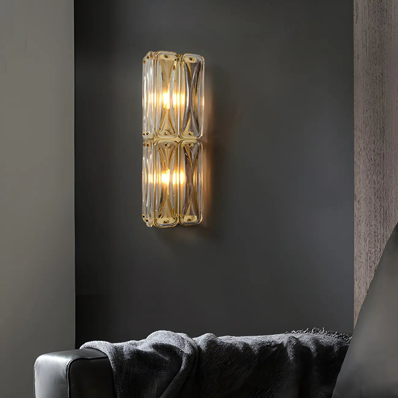 Modern Gold Metal Clear Glass Geometry Wall Sconce