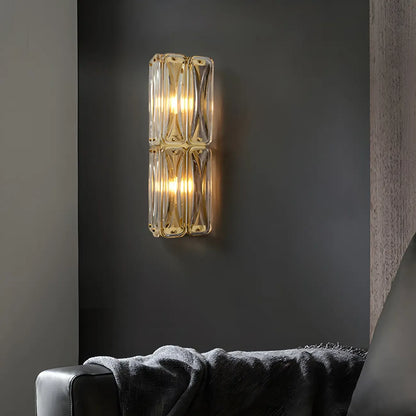 Modern Gold Metal Clear Glass Geometry Wall Sconce