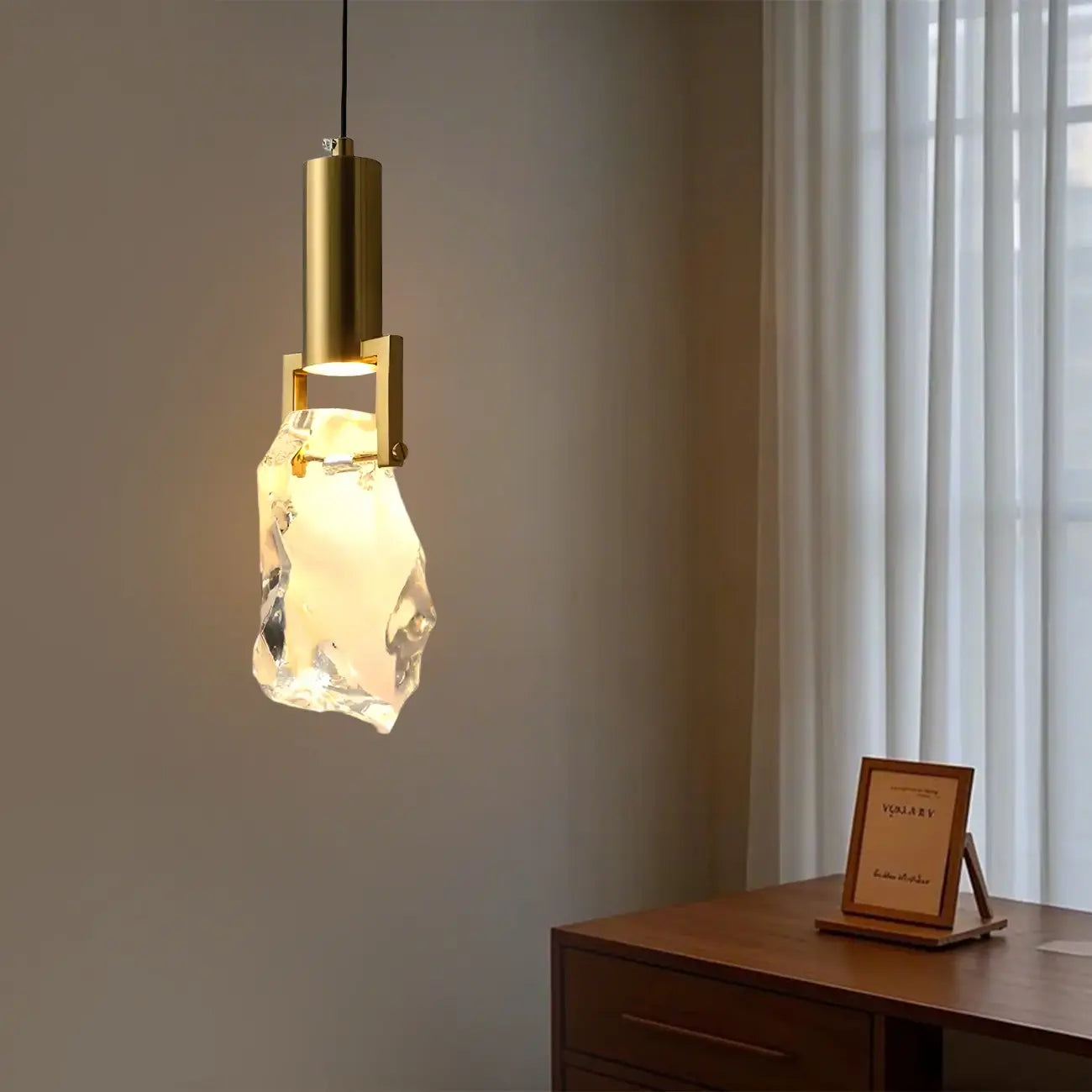 Modern Crystal Textured Pendant Light for Living Room