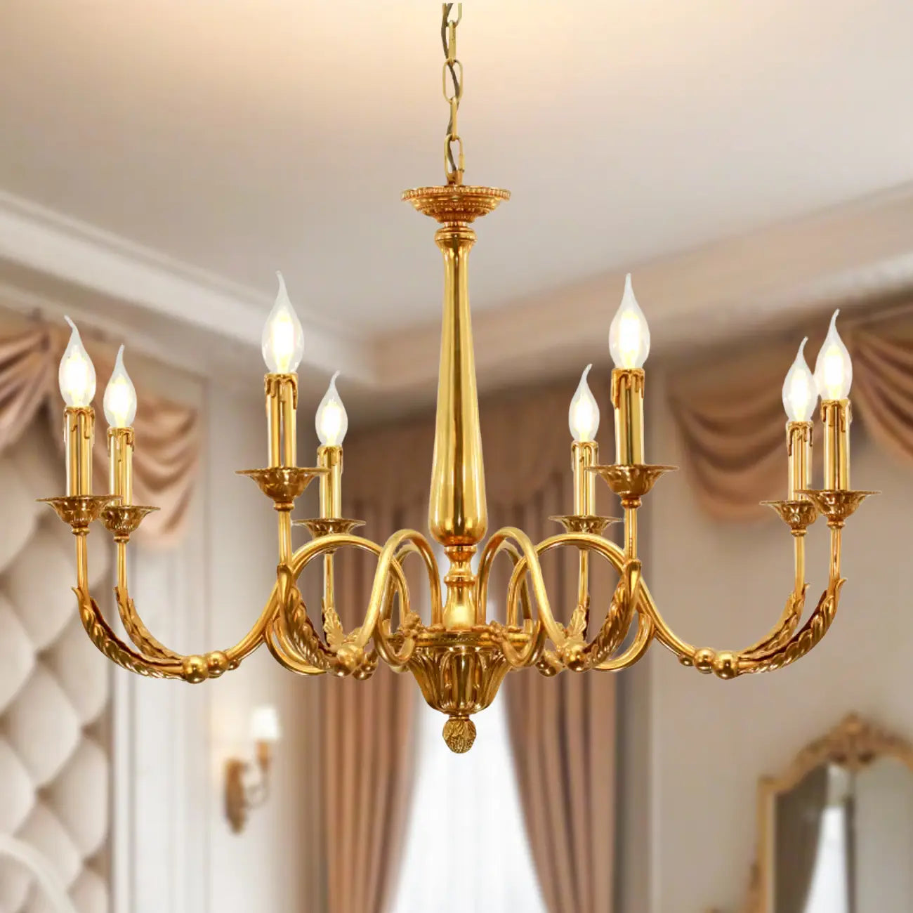 Vintage Brass Candelabra Chandelier for Living Room