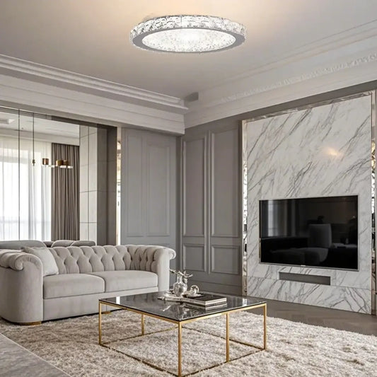 Small LED Flush Mount Ceiling Light with Crystal Shade