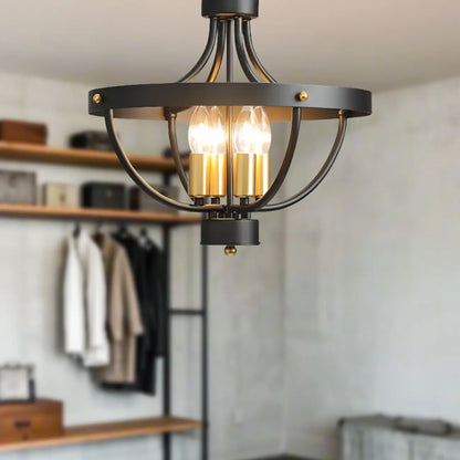 Industrial Cage-Shaped Semi-Flush Ceiling Light for Bedroom