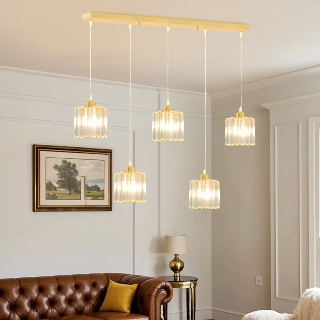 Geometric Gold Glass Pendant Light for Kitchen