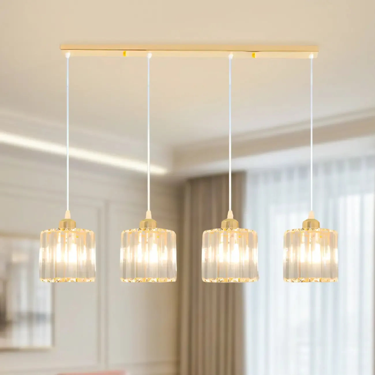 Geometric Gold Glass Pendant Light for Kitchen