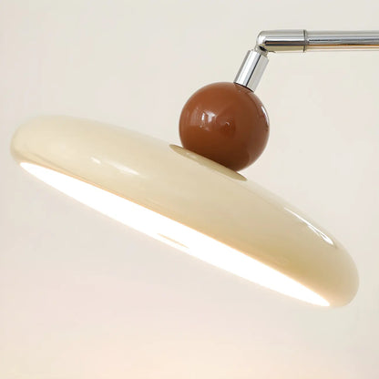 Modern Beige Circle Shade Sliver Swing Arm Wall Light