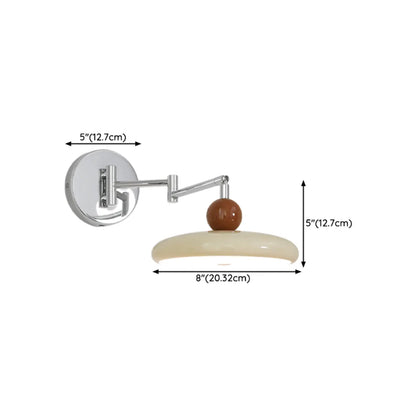 Modern Beige Circle Shade Sliver Swing Arm Wall Light