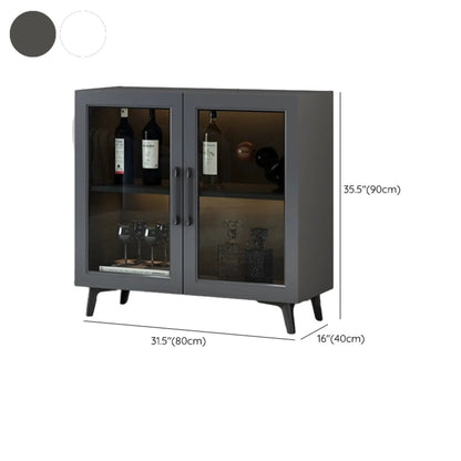 Gray Modern Display Cabinet with Metal Base and Glass Door