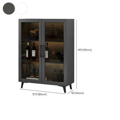 Gray Modern Display Cabinet with Metal Base and Glass Door