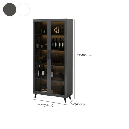 Gray Modern Display Cabinet with Metal Base and Glass Door