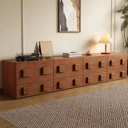 Living Room Brown 2-Tier Rectangular Wooden TV Stand