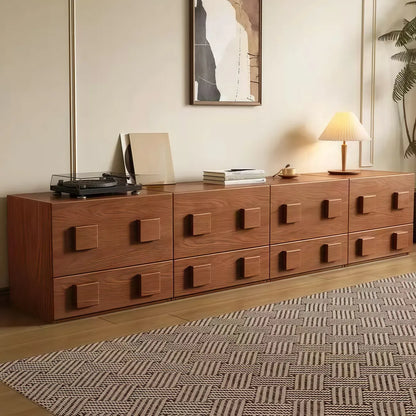 Living Room Brown 2-Tier Rectangular Wooden TV Stand
