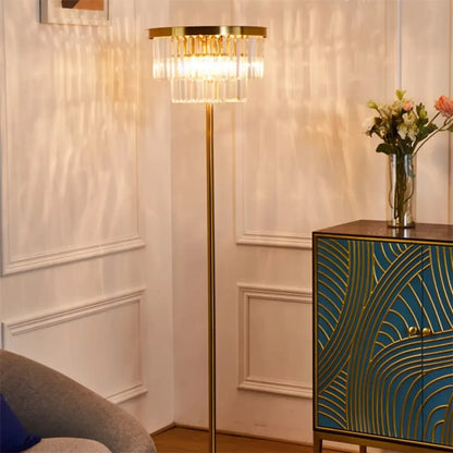 Traditional Gold Crystal Floor Lamp for Living Room