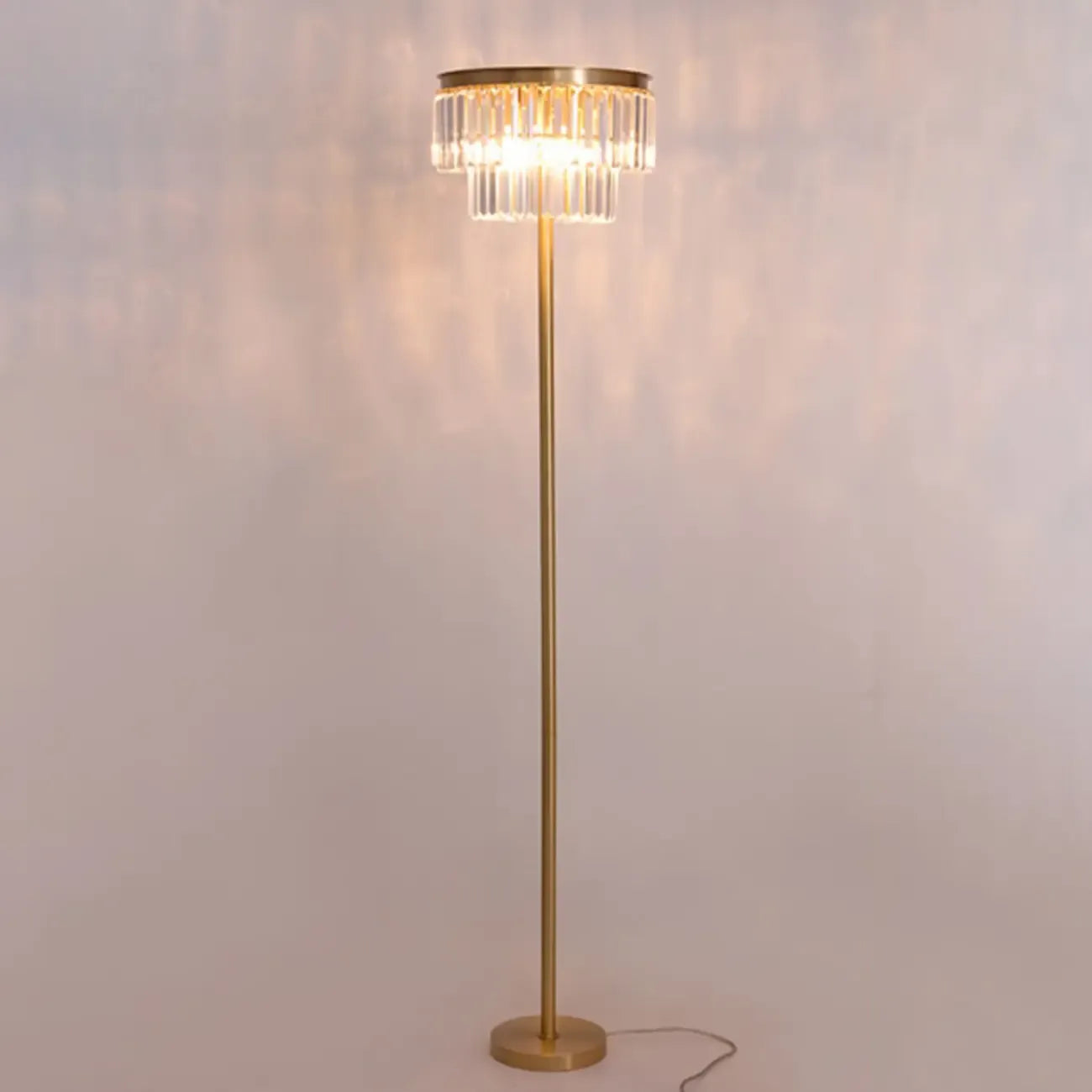 Traditional Gold Crystal Floor Lamp for Living Room