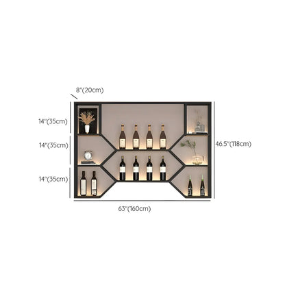 Black Metal Wall-Mounted Lighted Wine Rack