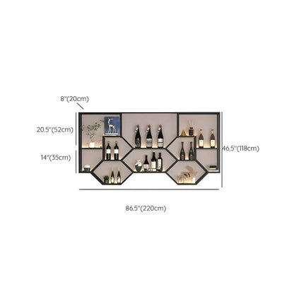 Black Metal Wall-Mounted Lighted Wine Rack