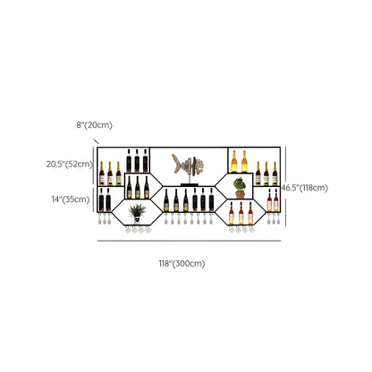 Black Metal Wall-Mounted Lighted Wine Rack