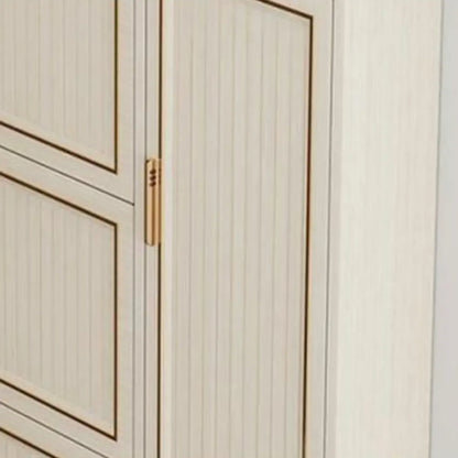 Metal White Drop Front Shoe Cabinet with Textured Panels