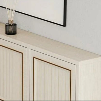 Metal White Drop Front Shoe Cabinet with Textured Panels