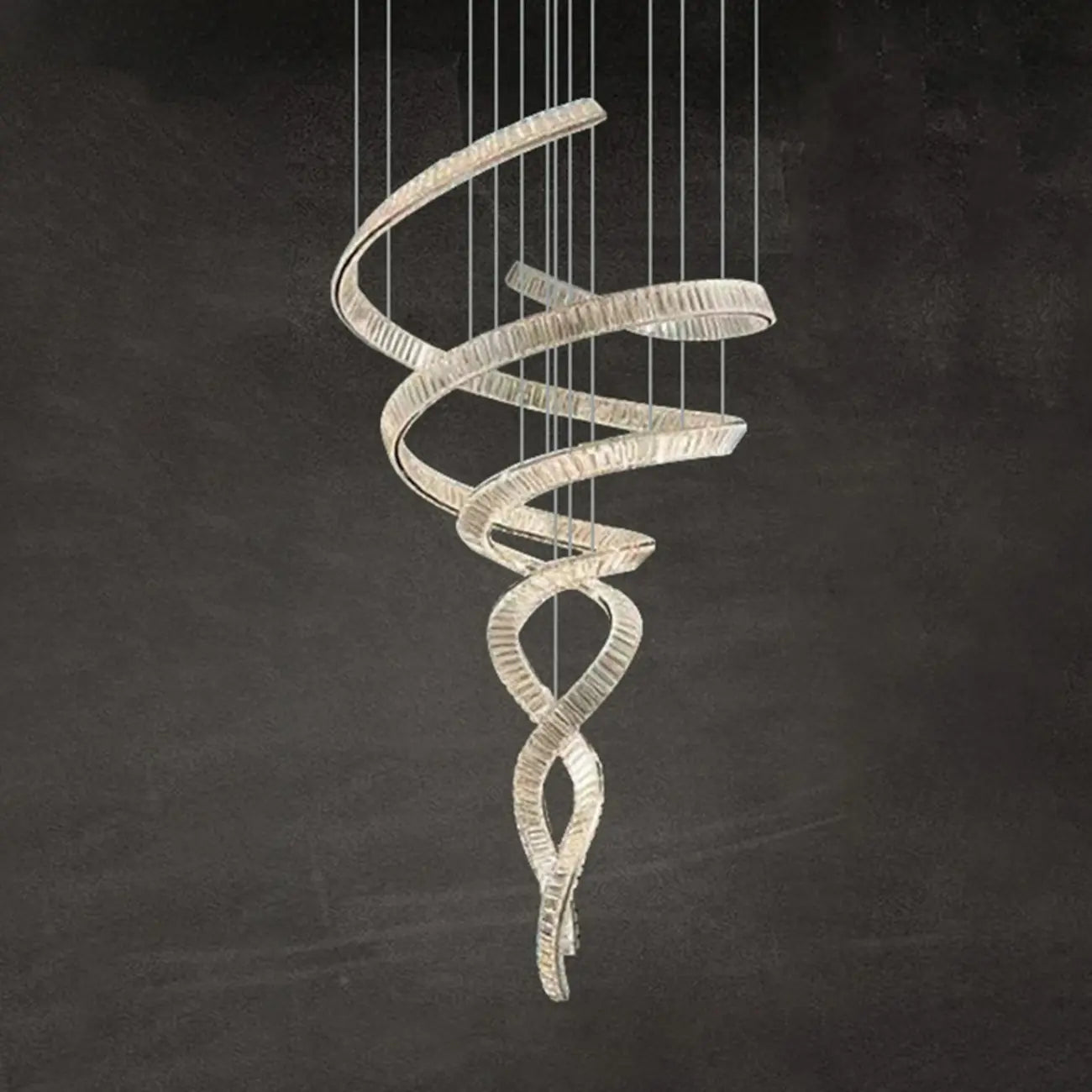 Modern Artistic Spiral Crystal Linear LED Chandelier Dimmable