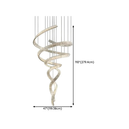 Modern Artistic Spiral Crystal Linear LED Chandelier Dimmable