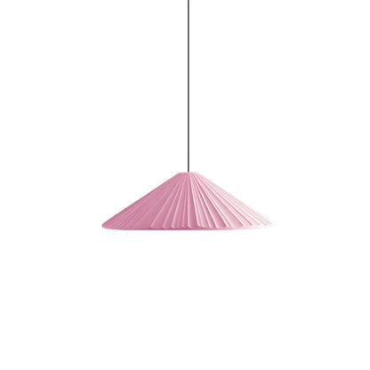 Nordic Pink Ribbed Umbrella Shape Indoor Pendant Light