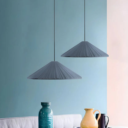 Nordic Pink Ribbed Umbrella Shape Indoor Pendant Light